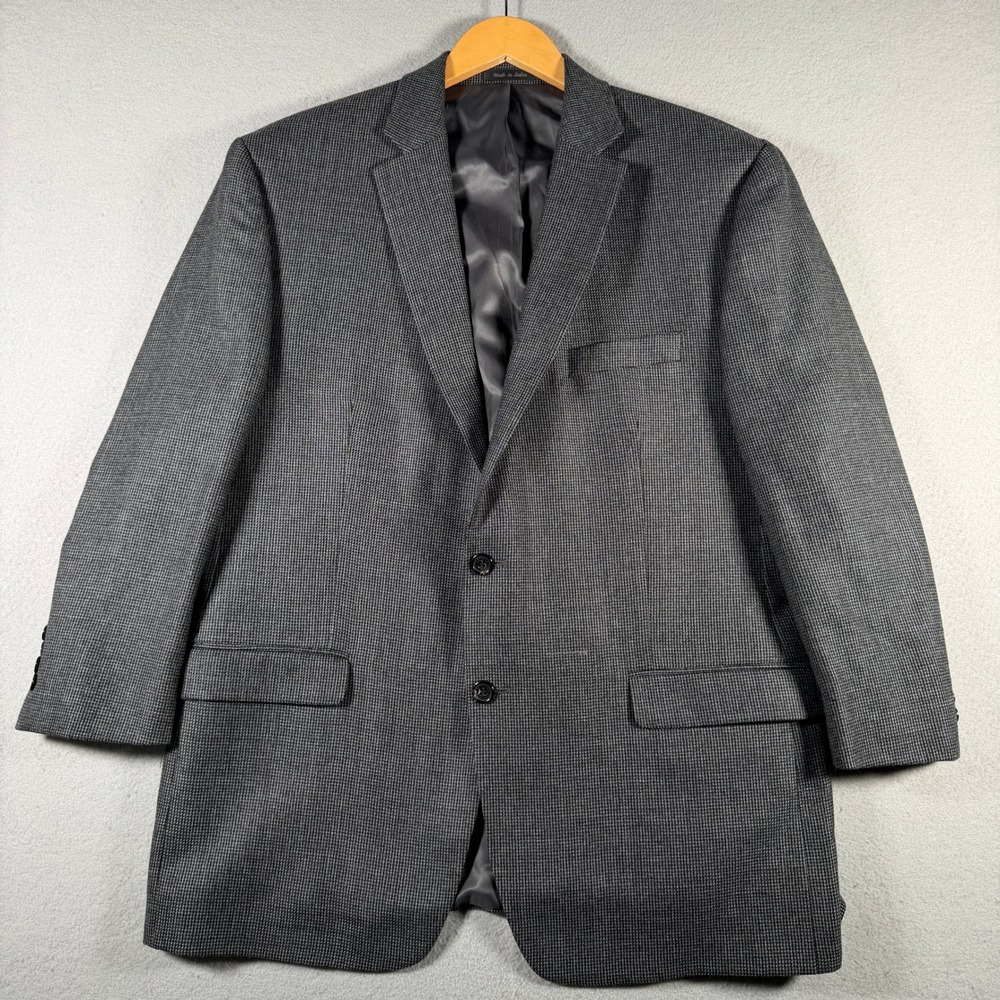 Lauren Ralph Lauren Mens 46R Wool Blazer Sport Coat Grey Houndstooth 2-Button